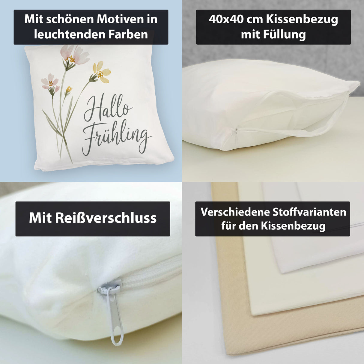 Aquarellblumen Hallo Frühling Kissen für Dekofans