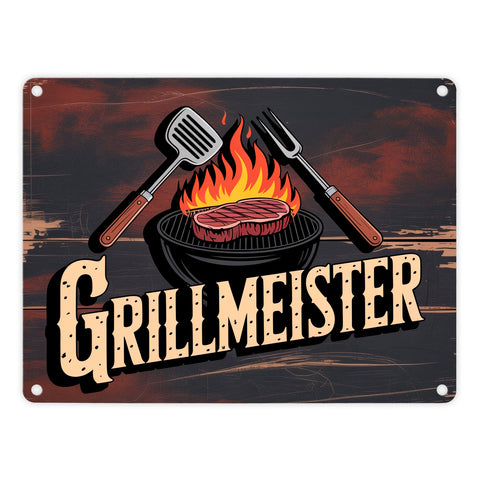 Grillmeister Metallschild in 15x20 cm für BBQ-Enthusiasten