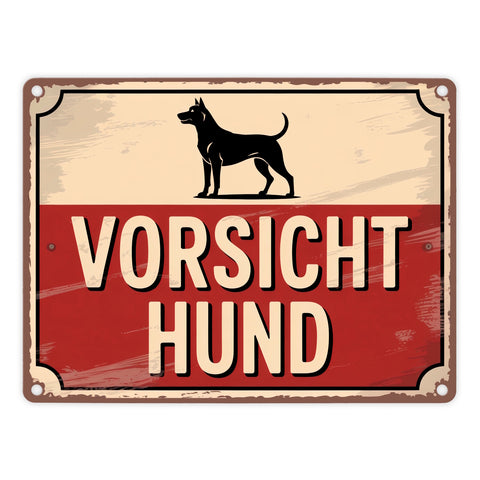 Vorsicht Hund Vintage Silhouette Metallschild in 15x20 cm