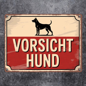 Vorsicht Hund Vintage Silhouette Metallschild in 15x20 cm