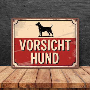 Vorsicht Hund Vintage Silhouette Metallschild in 15x20 cm