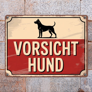 Vorsicht Hund Vintage Silhouette Metallschild in 15x20 cm