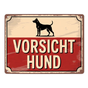 Vorsicht Hund Vintage Silhouette Metallschild in 15x20 cm