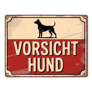Vorsicht Hund Vintage Silhouette Metallschild in 15x20 cm