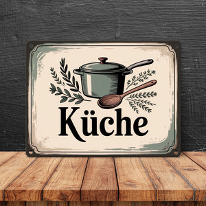 Nostalgische Küche Metallschild in 15x20 cm mit Retro-Illustration