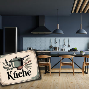 Nostalgische Küche Metallschild in 15x20 cm mit Retro-Illustration