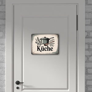 Nostalgische Küche Metallschild in 15x20 cm mit Retro-Illustration