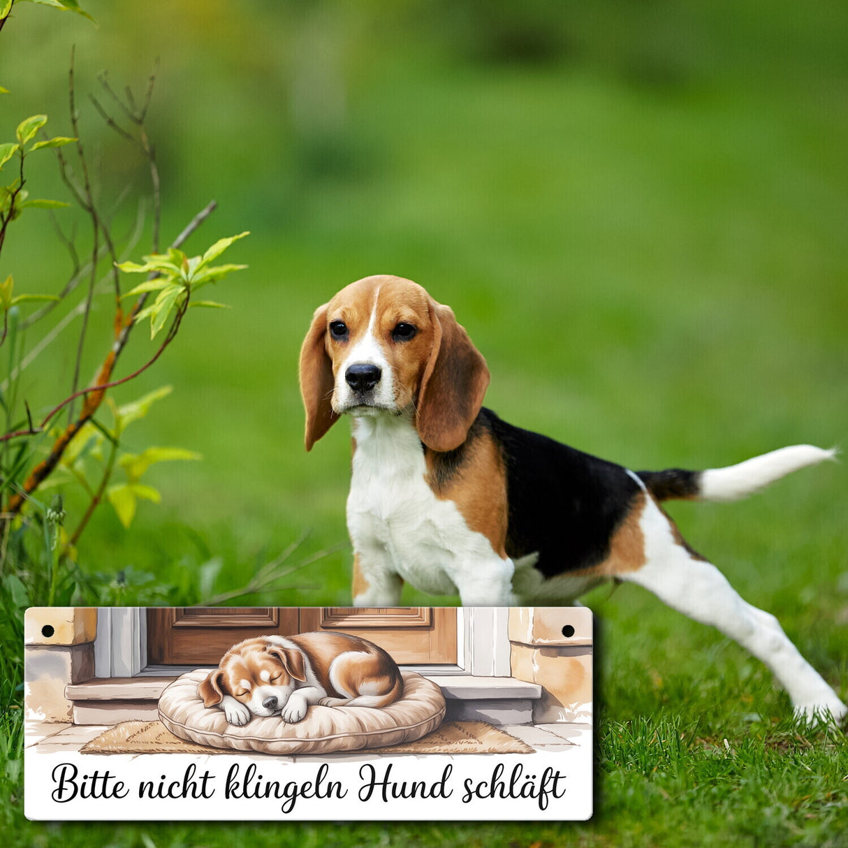 Bitte nicht klingeln Metallschild Hund schläft