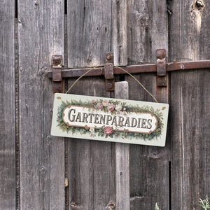 Botanisches Gartenparadies Metallschild für Gartenliebhaber