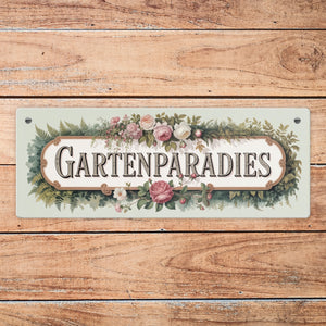 Botanisches Gartenparadies Metallschild für Gartenliebhaber