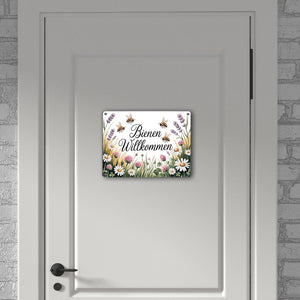Wildblumenwiese Bienen willkommen Metallschild in 15x20 cm