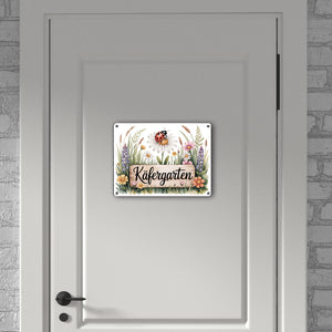 Käfergarten Marienkäfer auf Blume Metallschild in 15x20 cm Cottage-Garten