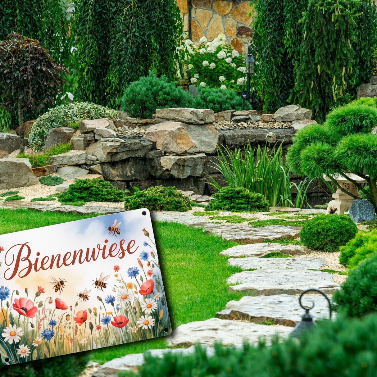Wildblumenwiese BienenwieseMetallschild in 15x20 cm Garten