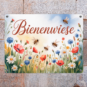 Wildblumenwiese BienenwieseMetallschild in 15x20 cm Garten