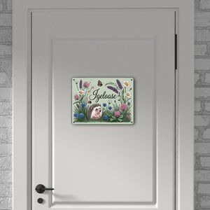 Igel auf Wildblumen Igeloase Metallschild in 15x20 cm Gartendeko