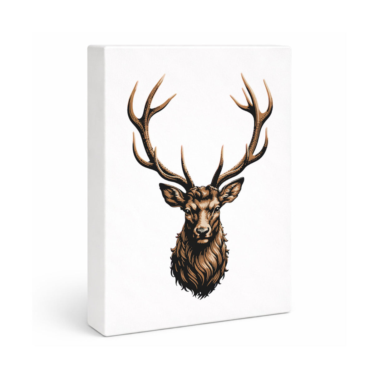 Hirsch mit prächtigem Geweih Holzbild in 20x15 cm zum Stellen oder Aufhängen für Naturfans