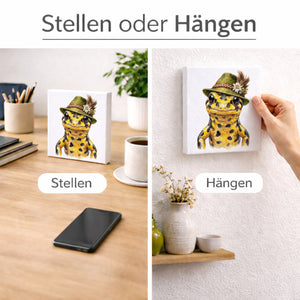 Trachtenhut Amphibien-Tiere Feuersalamander Holzbild in 10x10 cm zum Stellen oder Aufhängen