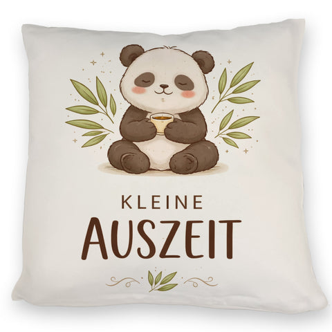 Panda mit Bambusblätter Kleine Auszeit Kissen für Pandafans