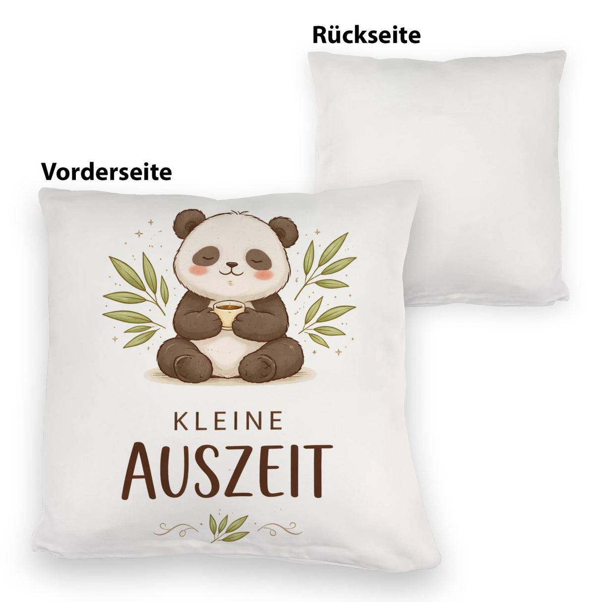 Panda mit Bambusblätter Kleine Auszeit Kissen für Pandafans