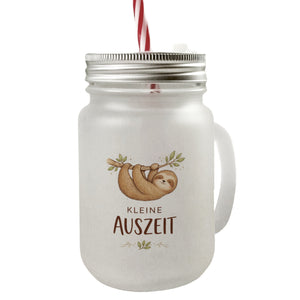 Faultier an Ast kleine Auszeit Trinkglas mit Bambusdeckel