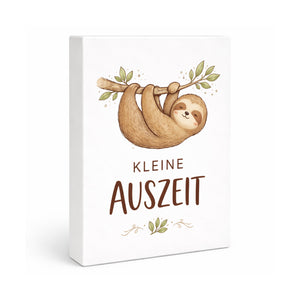 Faultier an Ast kleine Auszeit Holzbild in 20x15 cm zum Stellen oder Aufhängen