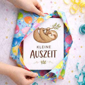 Faultier an Ast kleine Auszeit Holzbild in 20x15 cm zum Stellen oder Aufhängen