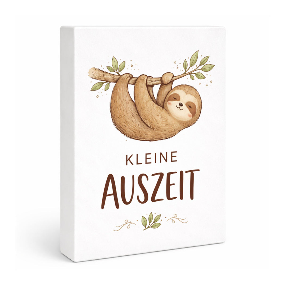 Faultier an Ast kleine Auszeit Holzbild in 20x15 cm zum Stellen oder Aufhängen