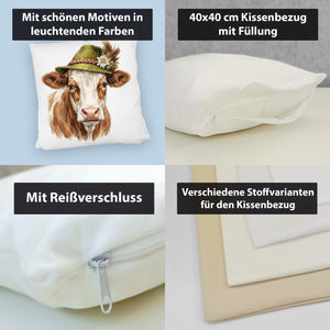 Kuh mit alpenländischem Trachtenhut Kissen