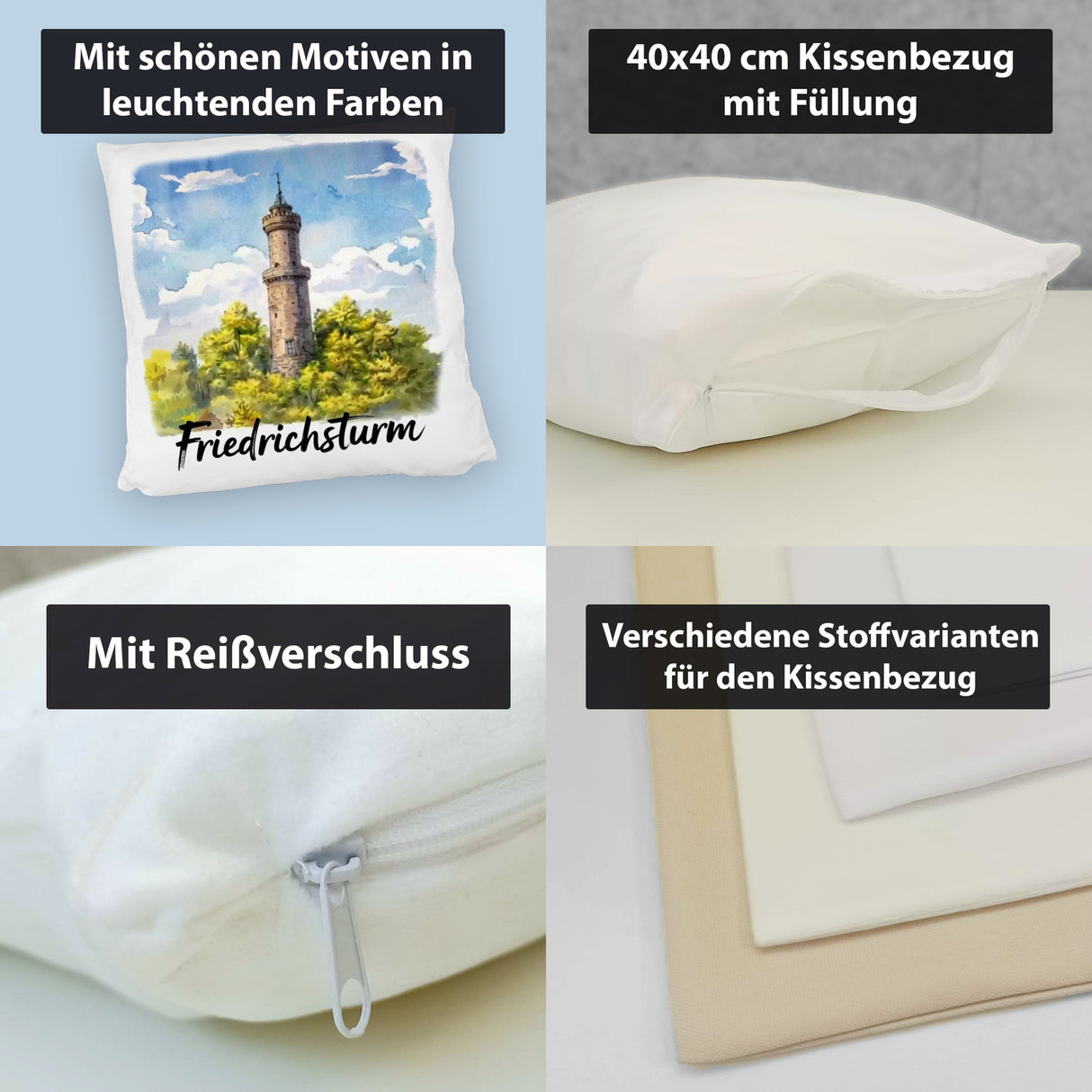Friedrichsturm Freudenstadt Aquarell Kissen