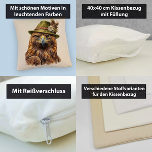 Steinadler mit alpenländischem Trachtenhut Kissen