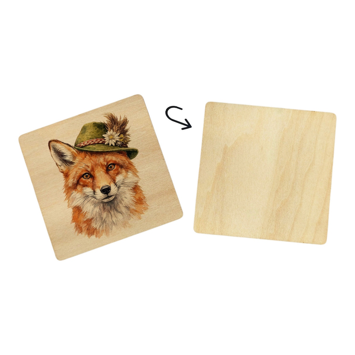 Zillertaler Alpentiere aus Wald und Luft 6er Set Untersetzer aus Holz