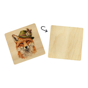 Zillertaler Alpentiere aus Wald und Luft 6er Set Untersetzer aus Holz