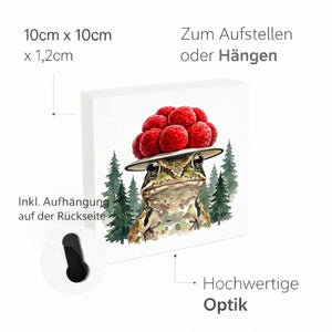 Schwarzwald Bollenhut - Gewässer Tier Grasfrosch Holzbild in 10x10 cm zum Stellen oder Aufhängen