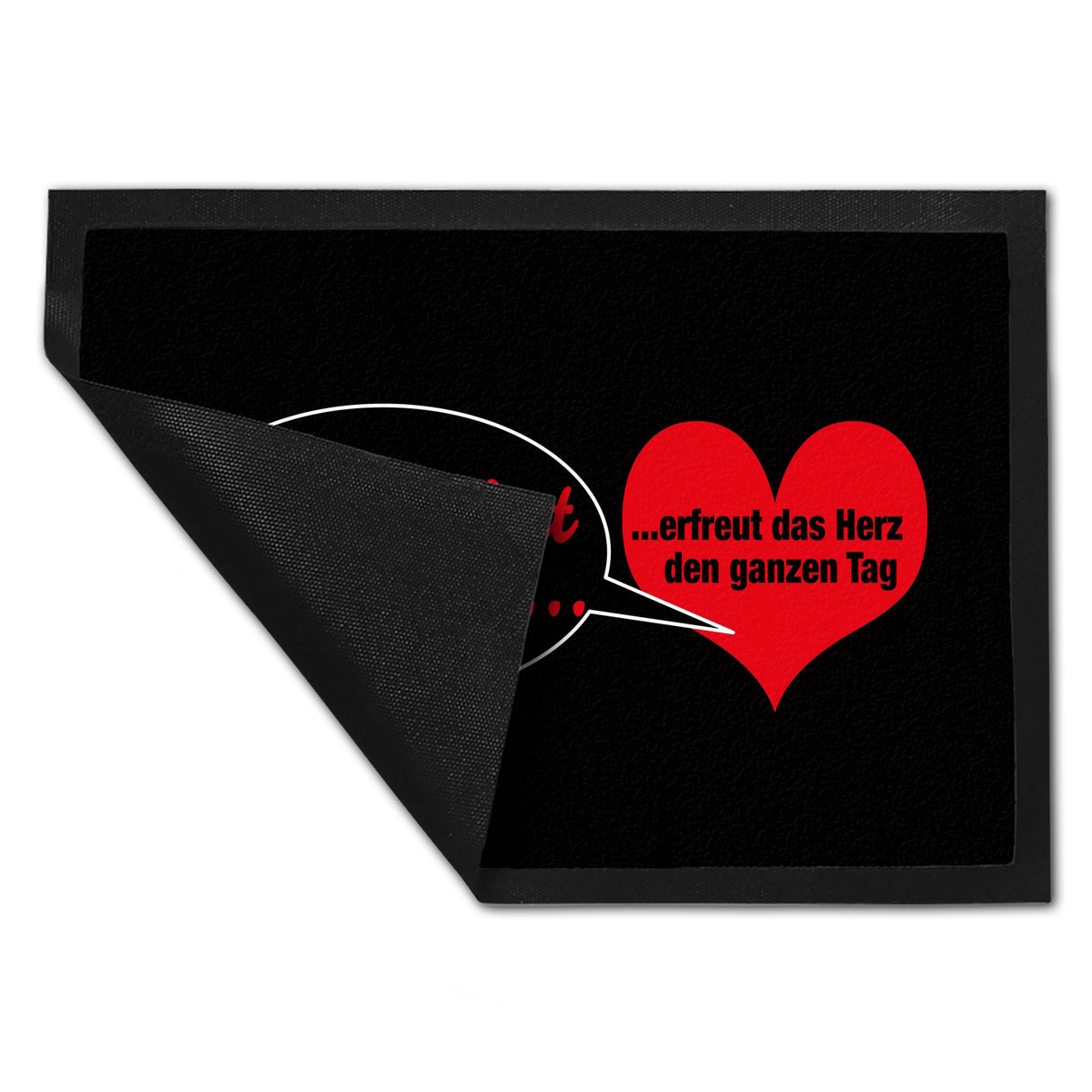 Herz und Sprechblase Fußmatte in 35x50 cm mit Spruch: Ein nettes Wort am Morgen