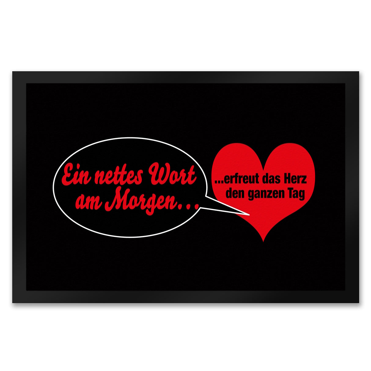 Herz und Sprechblase Fußmatte in 35x50 cm mit Spruch: Ein nettes Wort am Morgen