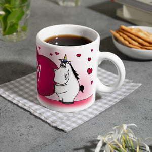 Einhorn Kaffeebecher mit Herz Motiv und Spruch: Opa ... ist der Beste!