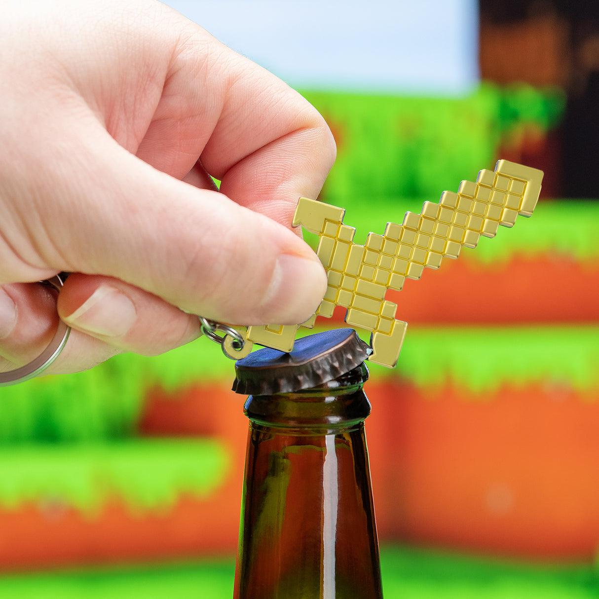 Minecraft Goldschwert Flaschenöffner mit Schlüsselanhänger