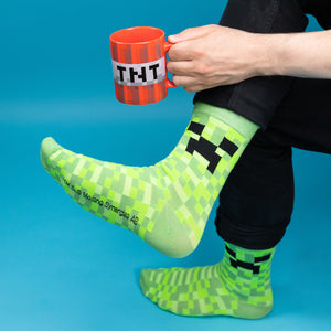 Minecraft TNT Kaffeebecher mit Creeper Socken