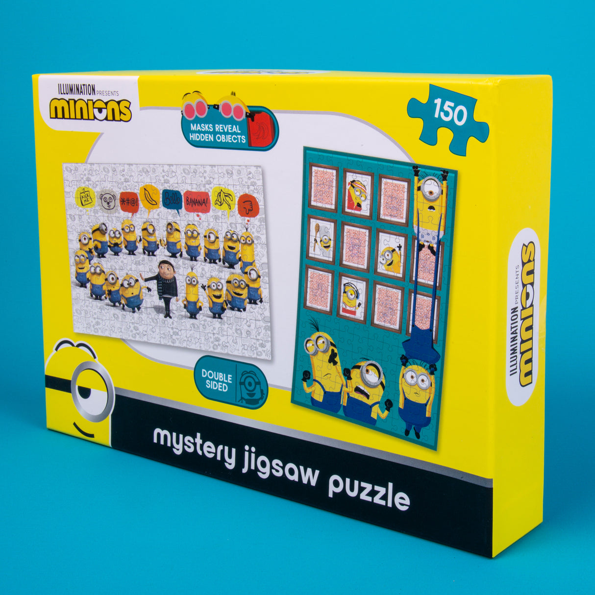 Doppelseitiges Minions Puzzle mit 150 Teilen und magischer Maske