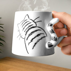 Katze mit Schwanz Kaffeebecher mit 3D Effekt