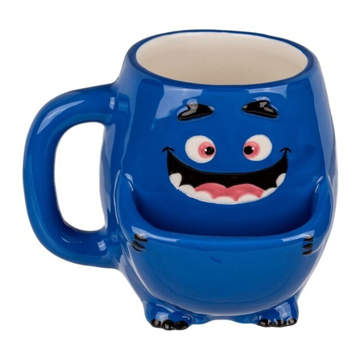 Blaues Monster Kaffeebecher mit Keksfach