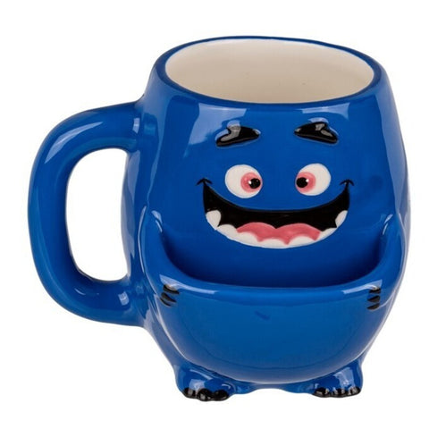 Blaues Monster Kaffeebecher mit Keksfach