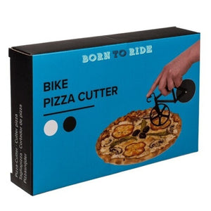 Fahrrad Pizzaschneider in weiß mit Ständer