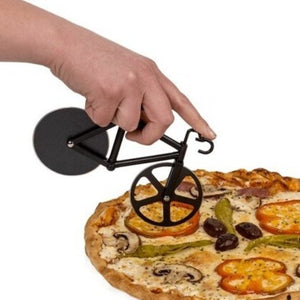 Fahrrad Pizzaschneider in weiß mit Ständer
