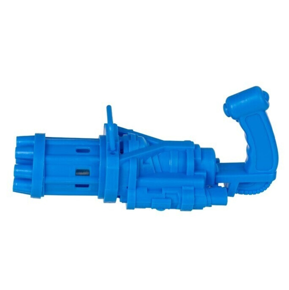 Maschinengewehr Seifenblasenpistole in blau mit Seifenlauge und Schale