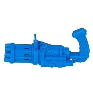 Maschinengewehr Seifenblasenpistole in blau mit Seifenlauge und Schale