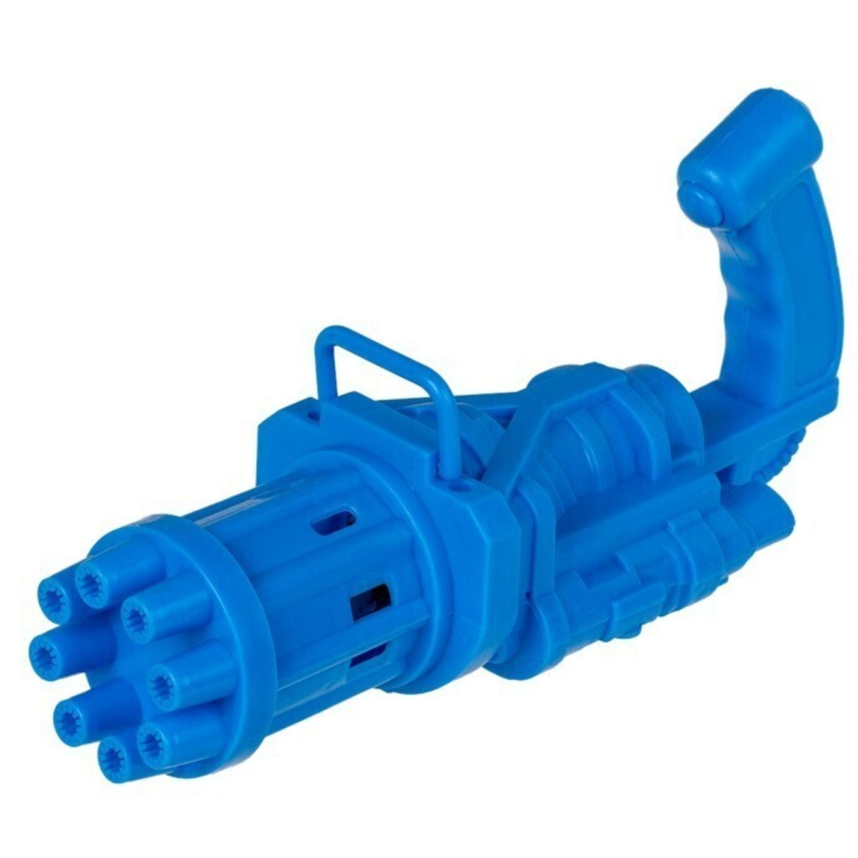 Maschinengewehr Seifenblasenpistole in blau mit Seifenlauge und Schale