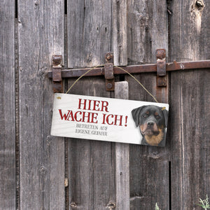 Metallschild mit Rottweiler Motiv und Spruch: Betreten auf eigene Gefahr ...