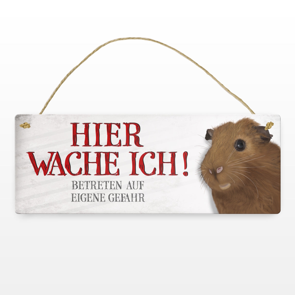 Metallschild mit Meerschweinchen Motiv und Spruch: Betreten auf eigene Gefahr ...