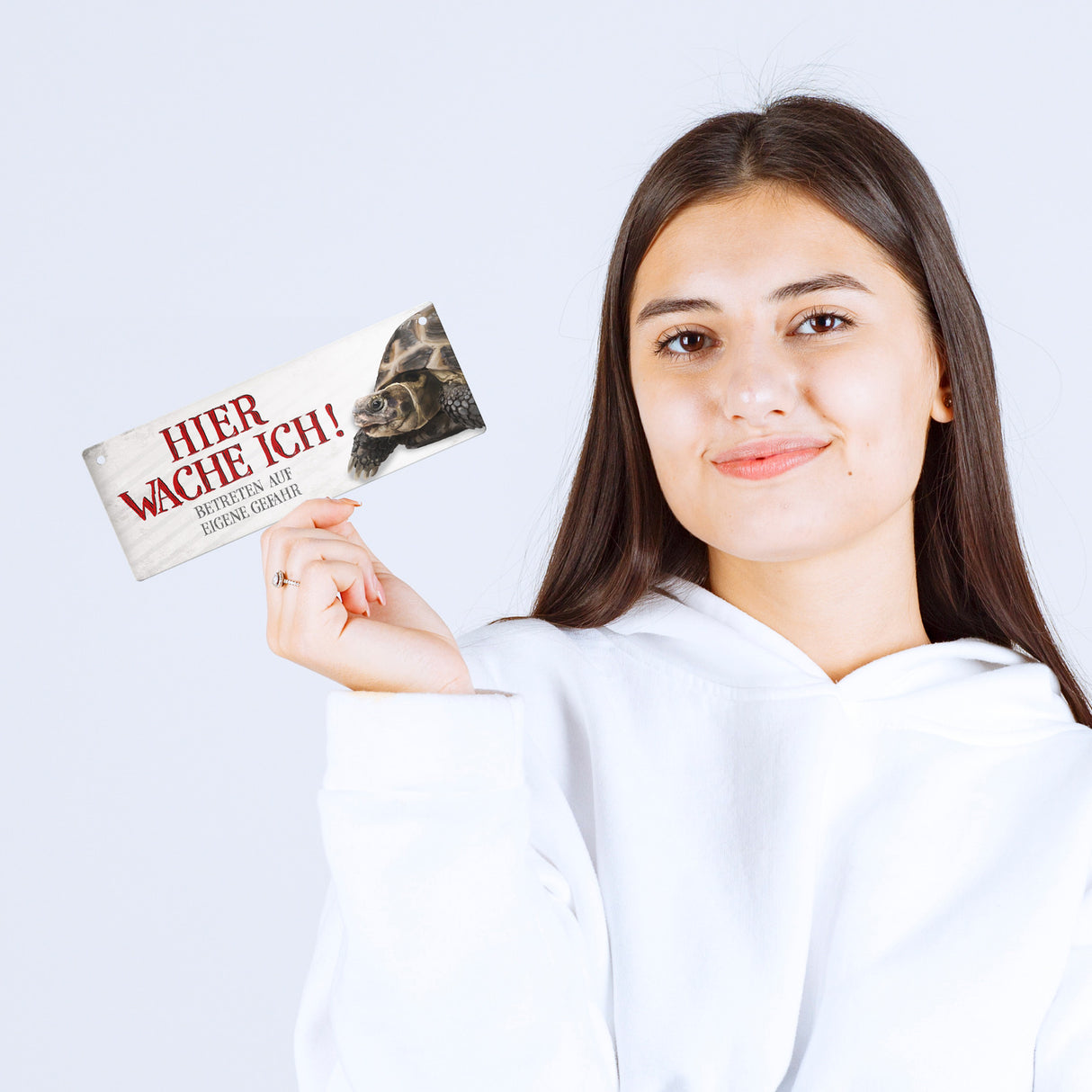 Metallschild mit Schildkröte Motiv und Spruch: Betreten auf eigene Gefahr ...